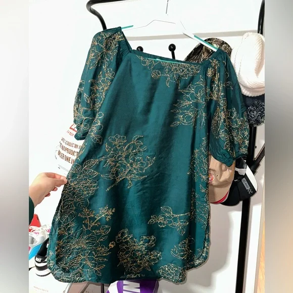 Elegant Green Floral Palazzo pants,Kurta for SemiFormal wear and dupatta .3 piec - Picture 1 of 7